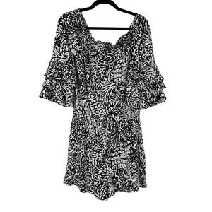 Lilly Pulitzer Calla black and white off-the-shoulder romper
